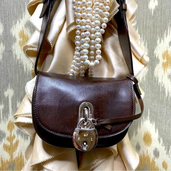 Ralph Lauren Collection Brown Italian Calf & Silver Accent Micro Shoulder Bag - Picture 12 of 16